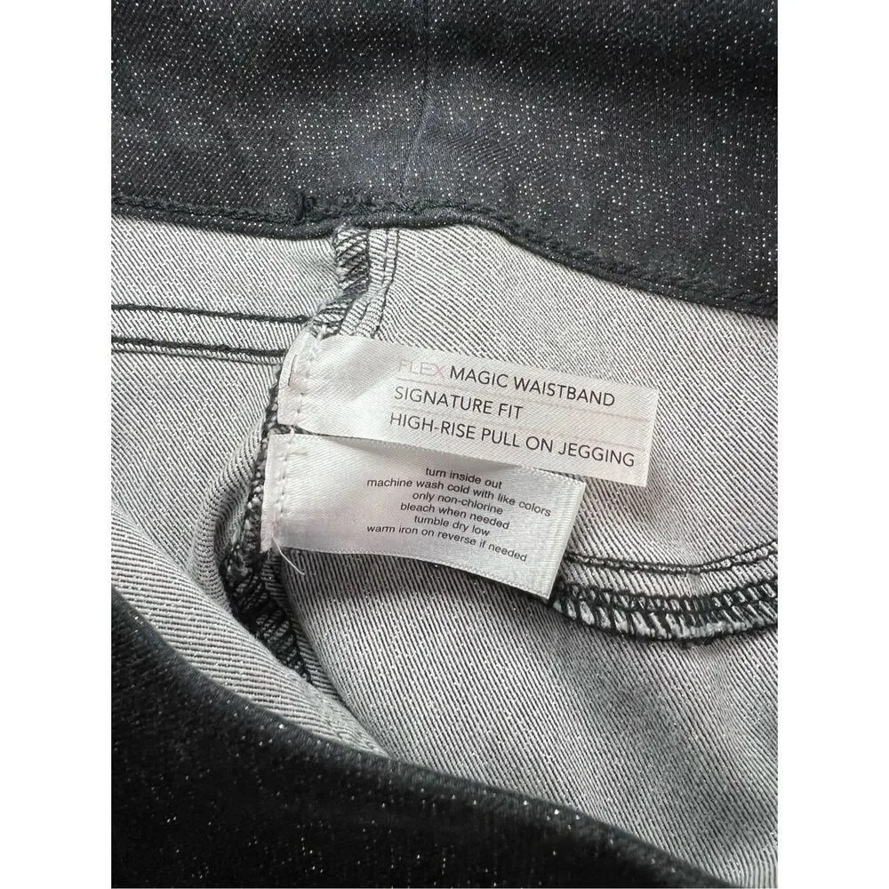 Lane Bryant Jeans Womens Size 16 Black Jegging Pull On High Rise Sparkle Stretch